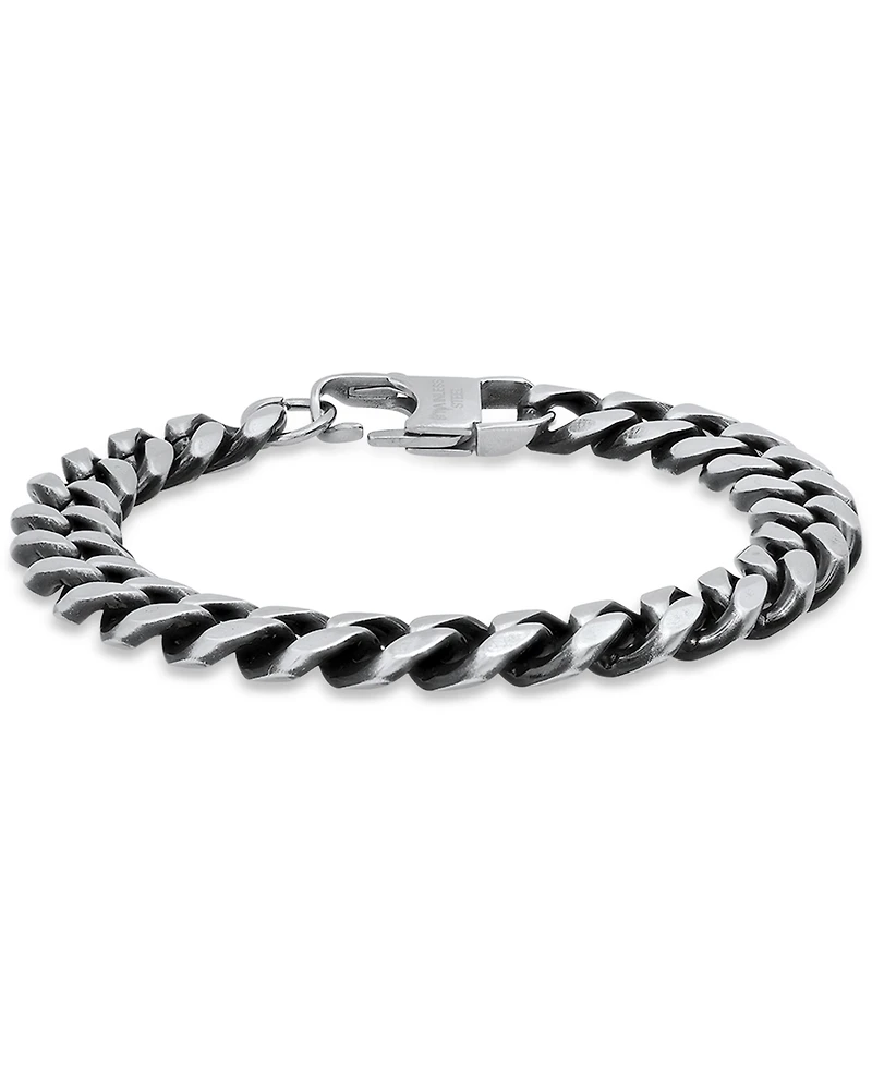 Steeltime Men's Gunmetal-Tone Stainless Steel Cuban Link Chain Bracelet