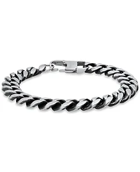 Steeltime Men's Gunmetal-Tone Stainless Steel Cuban Link Chain Bracelet
