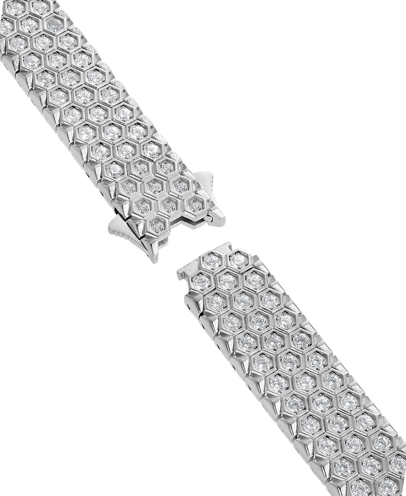Blackjack Men's Black Cubic Zirconia Hexagon Set Multirow Link Bracelet (Also in White Cubic Zirconia)