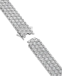 Blackjack Men's Black Cubic Zirconia Hexagon Set Multirow Link Bracelet (Also in White Cubic Zirconia)
