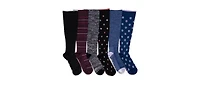 Muk Luks Women's 6 Pack Nylon Compression Knee-High Socks
