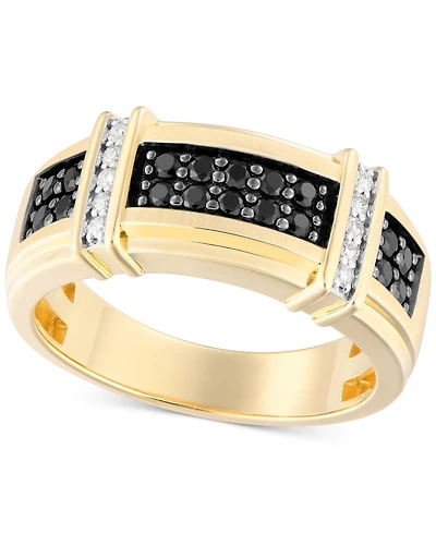 Men's Black & White Diamond Ring (1/2 ct. t.w.) in 10k Gold