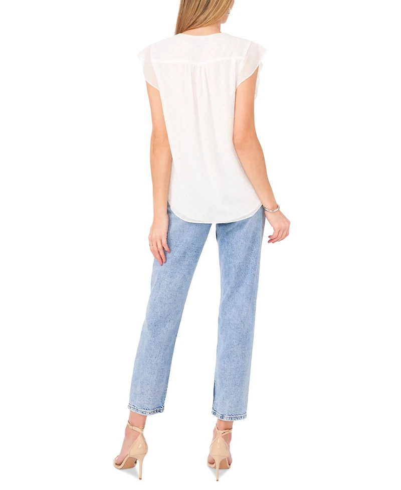 Vince Camuto Women's Embellished V-Neck Cap Sleeve Top