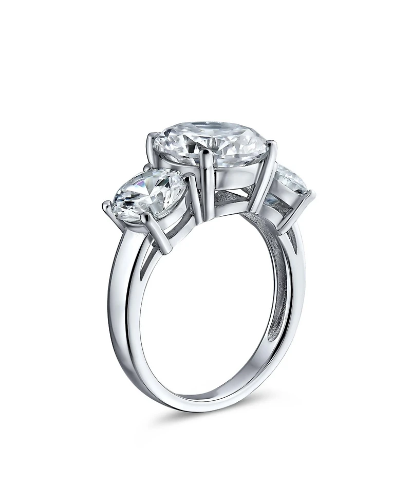 Bling Jewelry 3CTW Cz Past Present Future Three Stone Promise Ring Round Solitaire Cut Cubic Zirconia .925 Sterling Silver