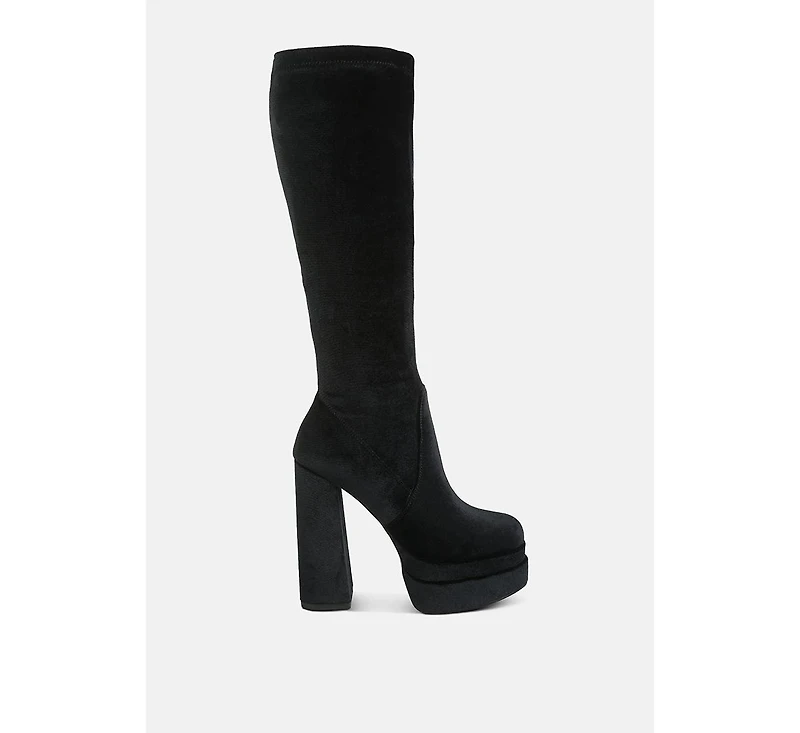 lazuli high block heel velvet boot