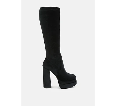 lazuli high block heel velvet boot
