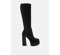 lazuli high block heel velvet boot