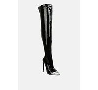 Chimes High Heel Patent Long Boots