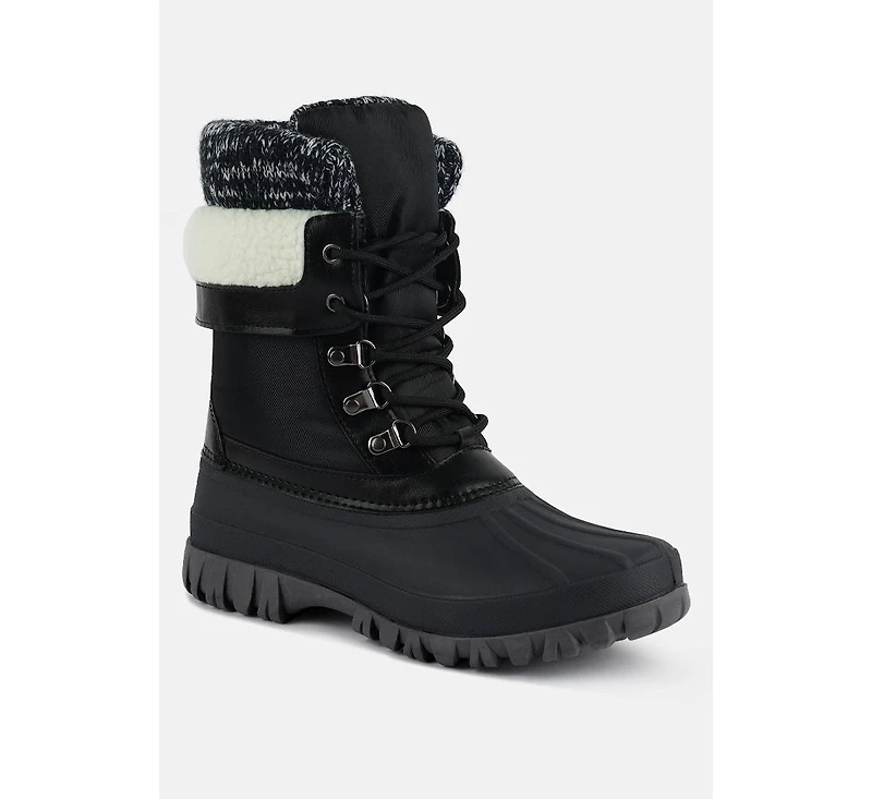 Delphine knitted collar lace up boots