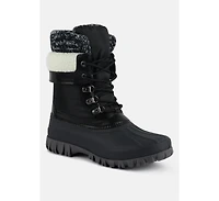 Delphine knitted collar lace up boots