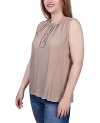 Ny Collection Petite Sleeveless Swiss Dot Blouse Top