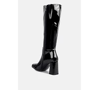 Hypnotize Patent Pu Block Heeled Calf Boots