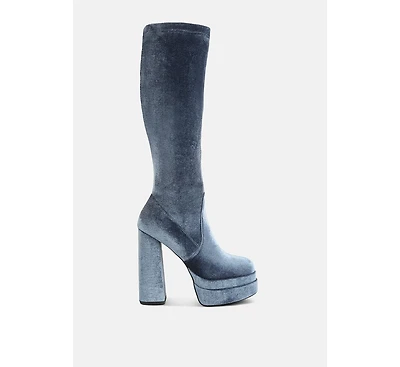 lazuli high block heel velvet boot