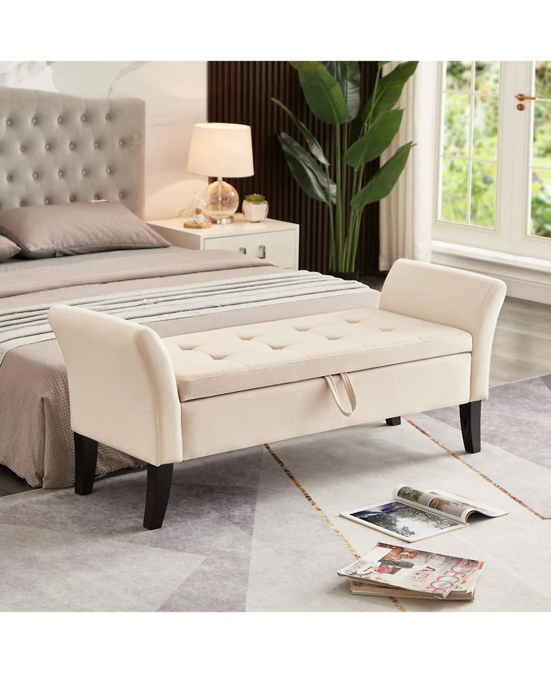 Streamdale 51.5" Bed Bench With Storage Velvet