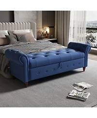 Streamdale Furniture Bed Bench Navy Blue Fabric