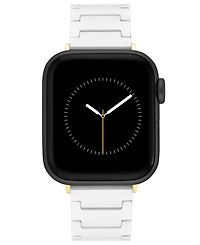 Anne Klein Women's White Ceramic and Gold-Tone Alloy Metal Bracelet designed for Apple Watch 42mm (Series 1-3 only) & 44/45/46/49mm (Ultra & Ultra 2)