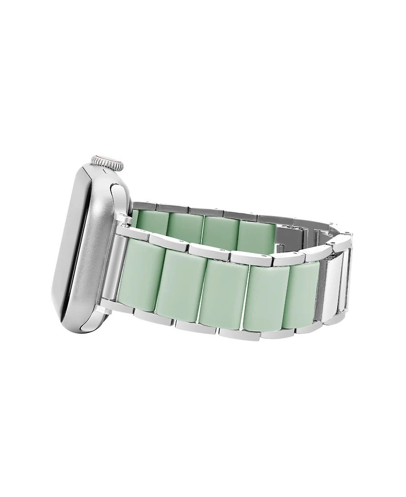 Anne Klein Women's Silver-Tone Alloy Metal and Mint Silicone Bracelet designed for Apple Watch 42mm (Series 10) & 38/40/41mm