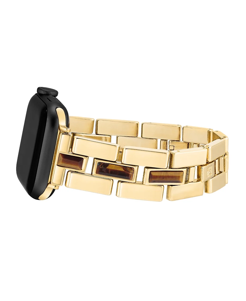 Anne Klein Women's Gold-Tone Alloy Metal Bracelet with Genuine Tiger's Eye designed for Apple Watch 42mm (Series 10) & 38/40/41mm