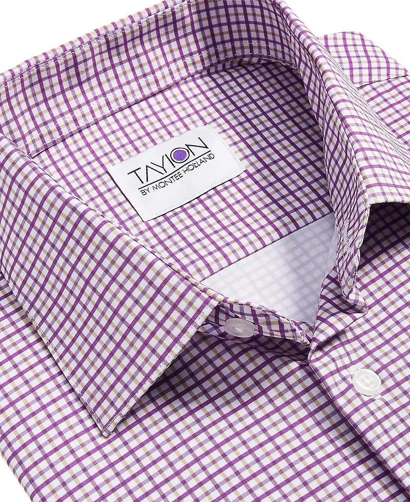 Tayion Collection Men's Slim-Fit Plaid Dress Shirt