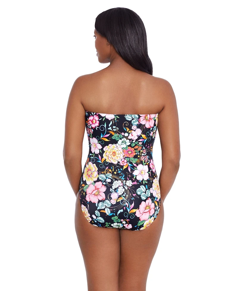 Women's Longitude Side Shired Bandeau One-Piece Swimsuit