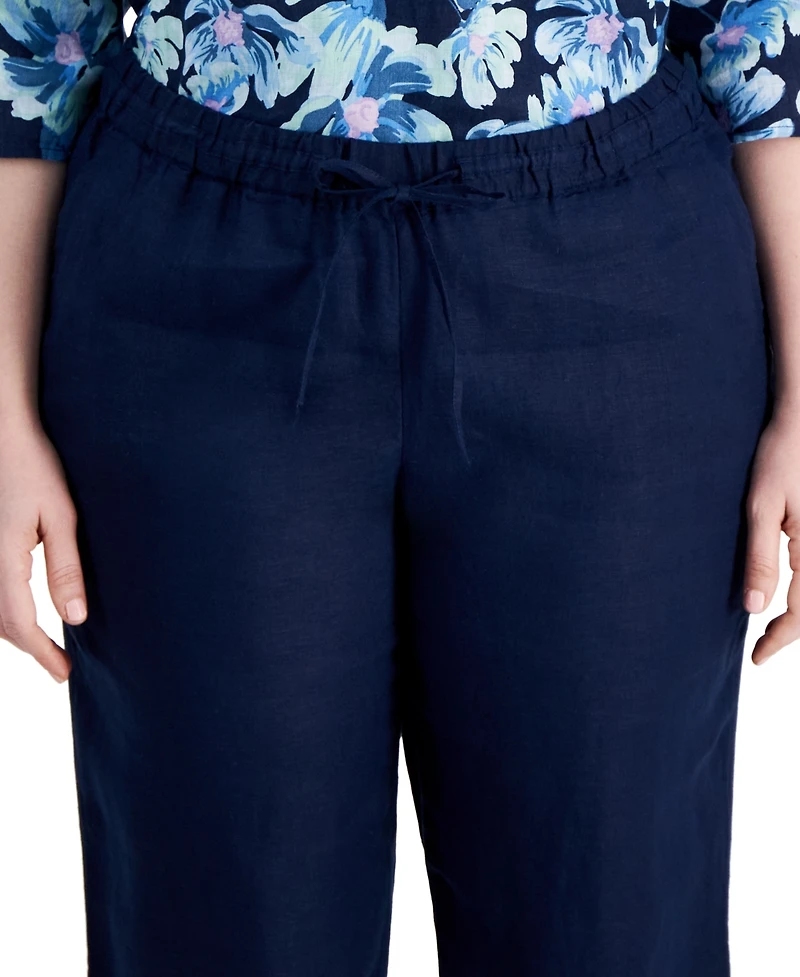Charter Club Plus 100% Linen Pants, Exclusively at Macy's