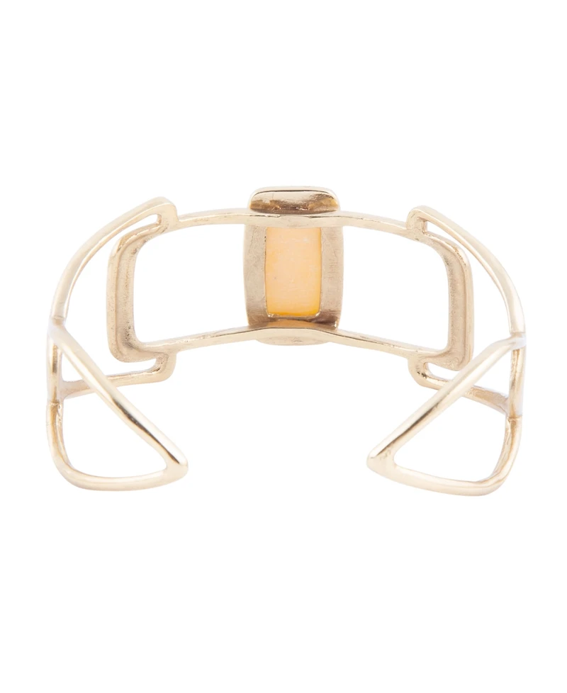 Barse Luster Genuine Yellow Agate Rectangle Cuff Bracelet