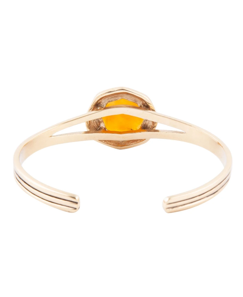 Barse River Rocks Genuine Orange Quartz Abstract Cuff Bracelet