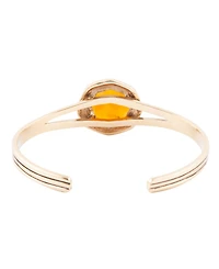 Barse River Rocks Genuine Orange Quartz Abstract Cuff Bracelet