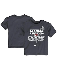 Toddler Boys and Girls Nike Anthracite Kansas City Chiefs Super Bowl Lviii Champions Parade T-shirt