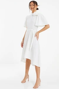 Quiz Women's Flower Detail Dip Hem Dress