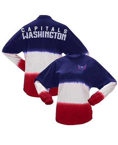 Women's Spirit Jersey Navy, Red Washington Capitals Ombre Long Sleeve T-shirt