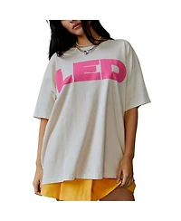 Women's Daydreamer White Led Zeppelin Block Letters Merch T-shirt