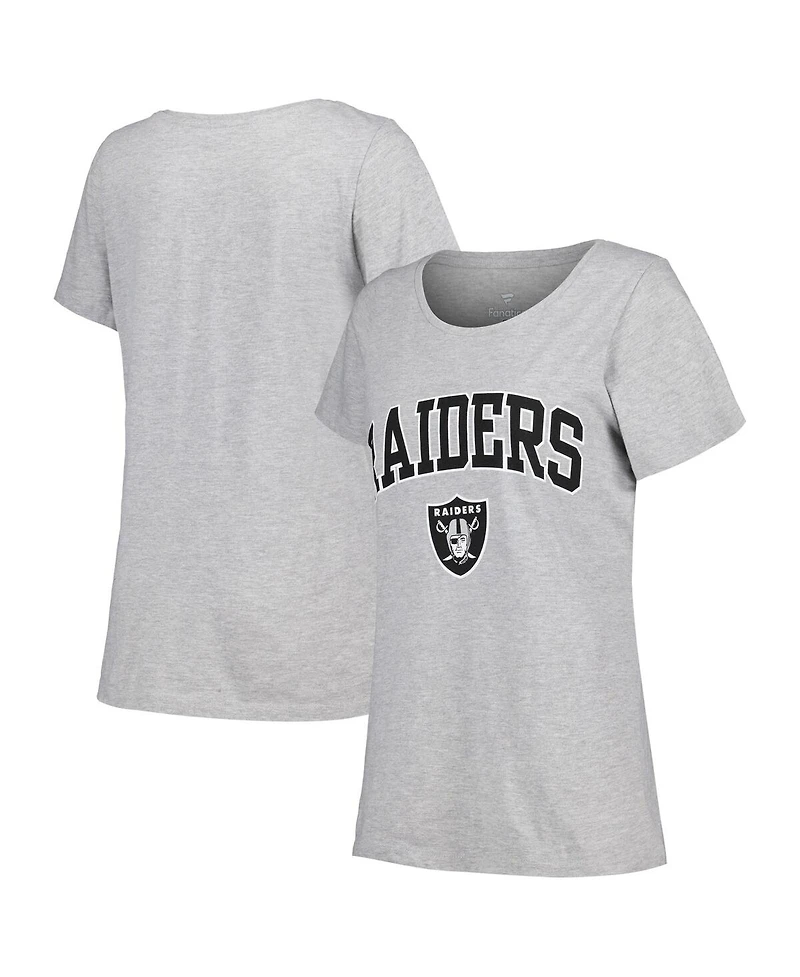 Women's Fanatics Heather Gray Las Vegas Raiders Plus Arch Over Logo T-shirt