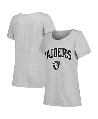 Women's Fanatics Heather Gray Las Vegas Raiders Plus Arch Over Logo T-shirt