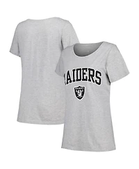Women's Fanatics Heather Gray Las Vegas Raiders Plus Arch Over Logo T-shirt