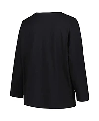 Women's Profile Black Iowa Hawkeyes Plus Arch Over Logo Scoop Neck Long Sleeve T-shirt