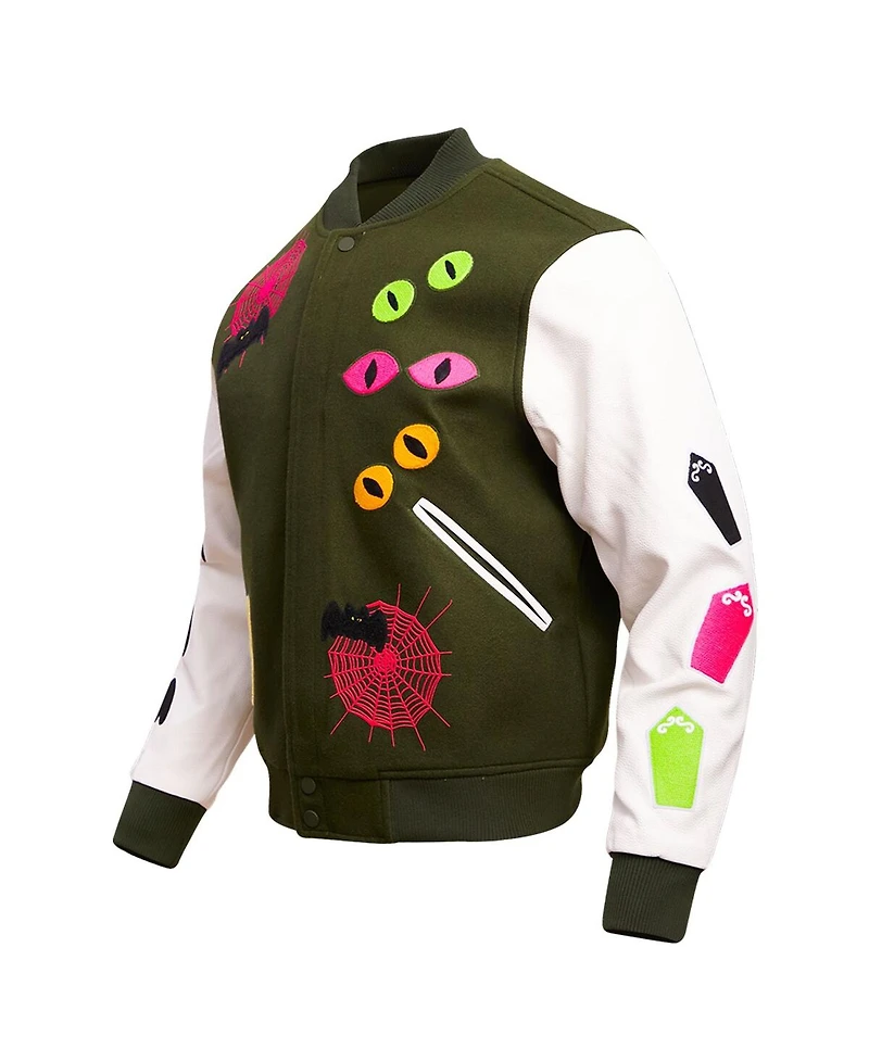Men's Freeze Max Olive Looney Tunes Bugs Boogey Varsity Full-Snap Jacket
