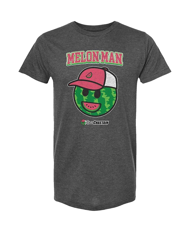 Men's Checkered Flag Sports Heather Charcoal Ross Chastain Melon Man Logo T-shirt