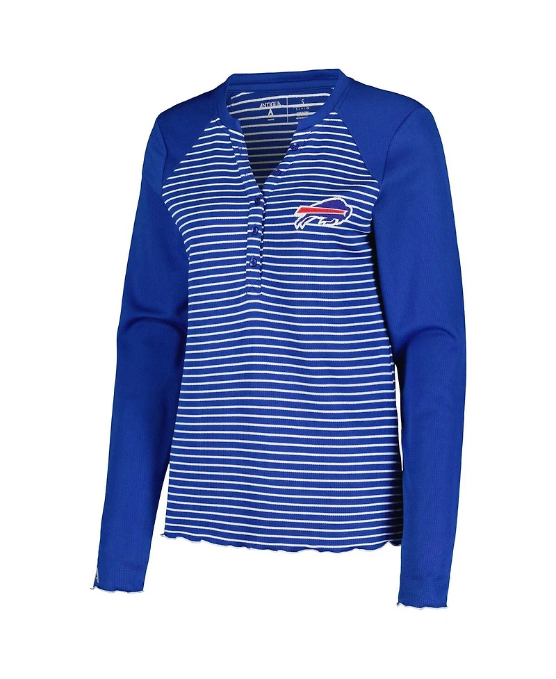 Women's Antigua Royal Buffalo Bills Maverick Waffle Henley Long Sleeve T-shirt