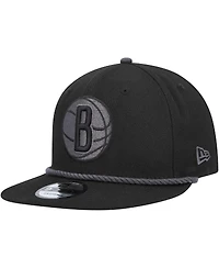 Men's New Era Black Brooklyn Nets Back Laurels 9FIFTY Snapback Hat