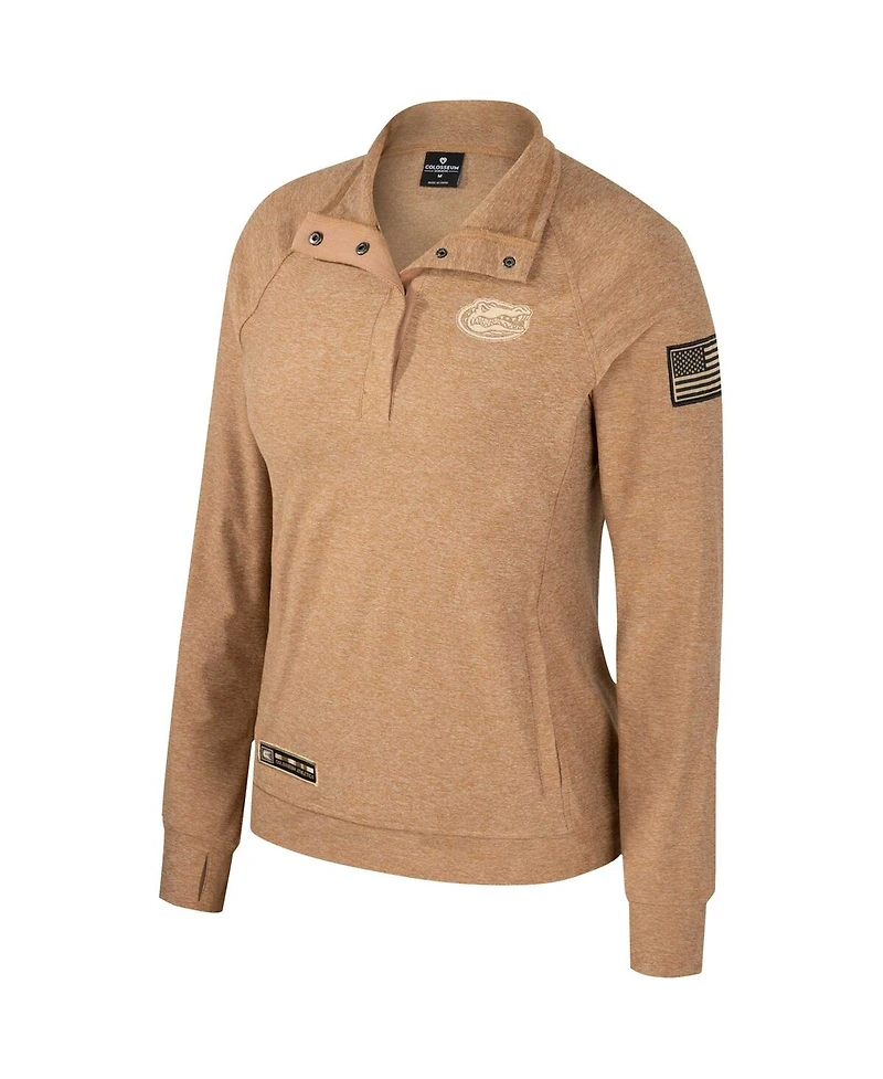 Women's Colosseum Tan Florida Gators Oht Military-Inspired Appreciation Sand Tatum Quarter-Snap Raglan Jacket