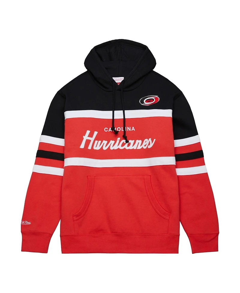 Men's Mitchell & Ness Red, Black Carolina Hurricanes Head Coach Pullover Hoodie