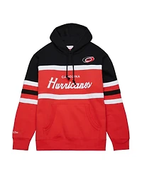Men's Mitchell & Ness Red, Black Carolina Hurricanes Head Coach Pullover Hoodie