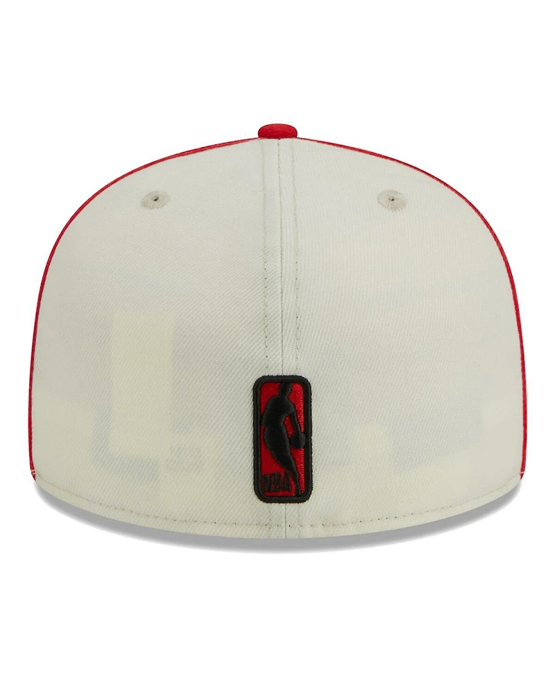 Men's New Era Cream, Red Houston Rockets Piping 2-Tone 59FIFTY Fitted Hat