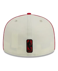 Men's New Era Cream, Red Houston Rockets Piping 2-Tone 59FIFTY Fitted Hat