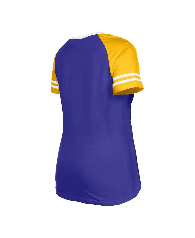 Women's New Era Purple Minnesota Vikings Raglan Lace-Up T-shirt