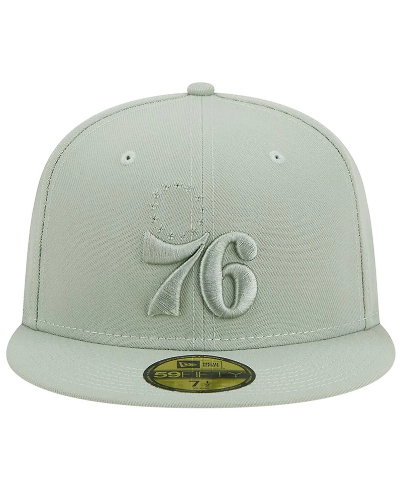 Men's New Era Light Green Philadelphia 76ers Sage Color Pack 59FIFTY Fitted Hat