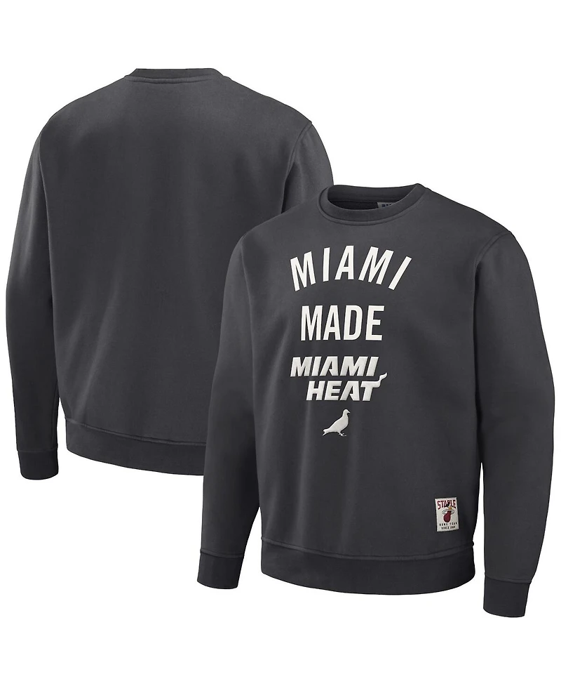 Men's Nba x Staple Anthracite Miami Heat Plush Pullover Sweatshirt