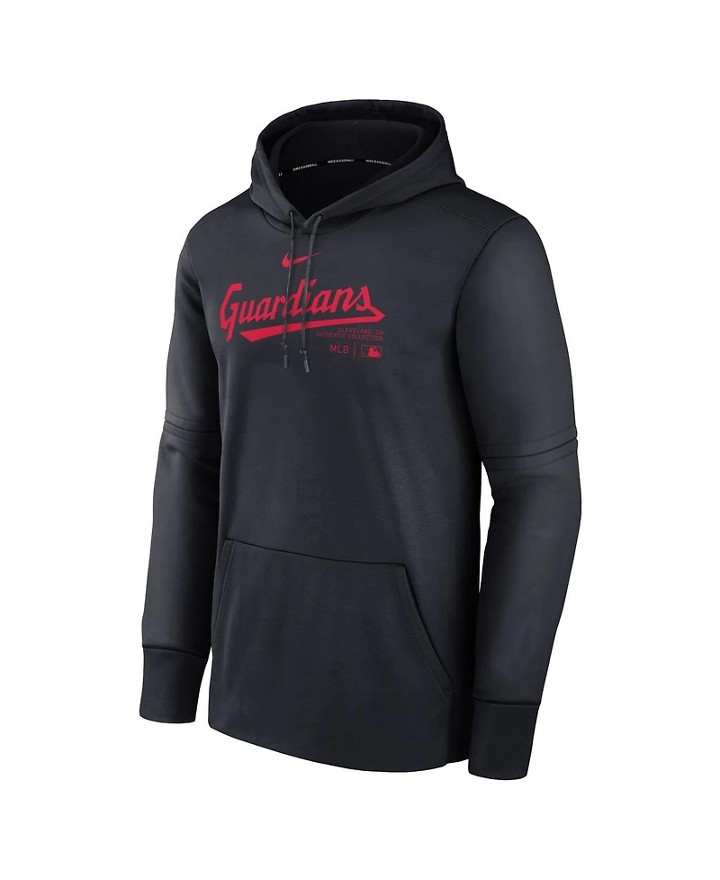 Men's Nike Navy Cleveland Guardians Authentic Collection Practice Performance Pullover Hoodie