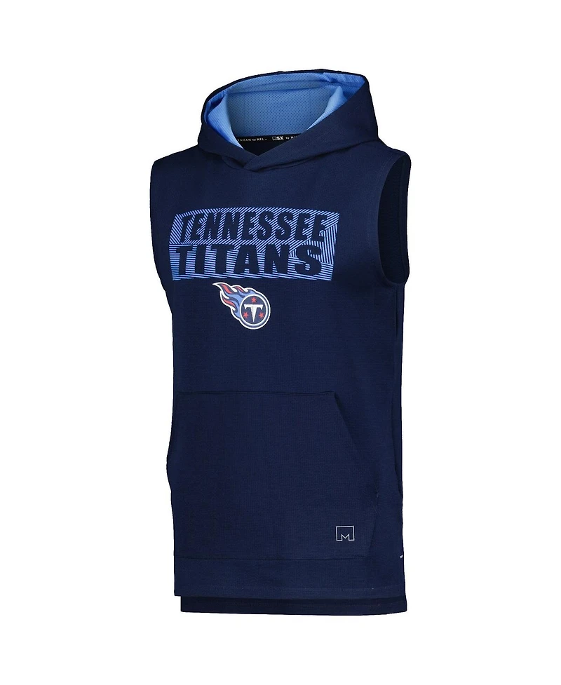 Men's Msx by Michael Strahan Navy Tennessee Titans Marathon Sleeveless Pullover Hoodie